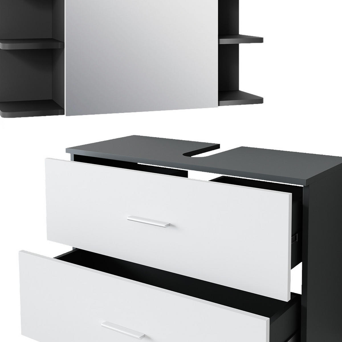 KOUPELNOVÝ NÁBYTEK Ilias Antracitová/bílá - bílá/antracitová, kompozitní dřevo (80.2/60.8/33cm) - Vicco