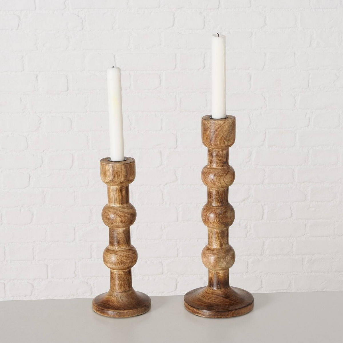 KERZENHALTER Bubbles 2er-Set - Dunkelbraun, Holz (12/34/12cm) - Boltze Home