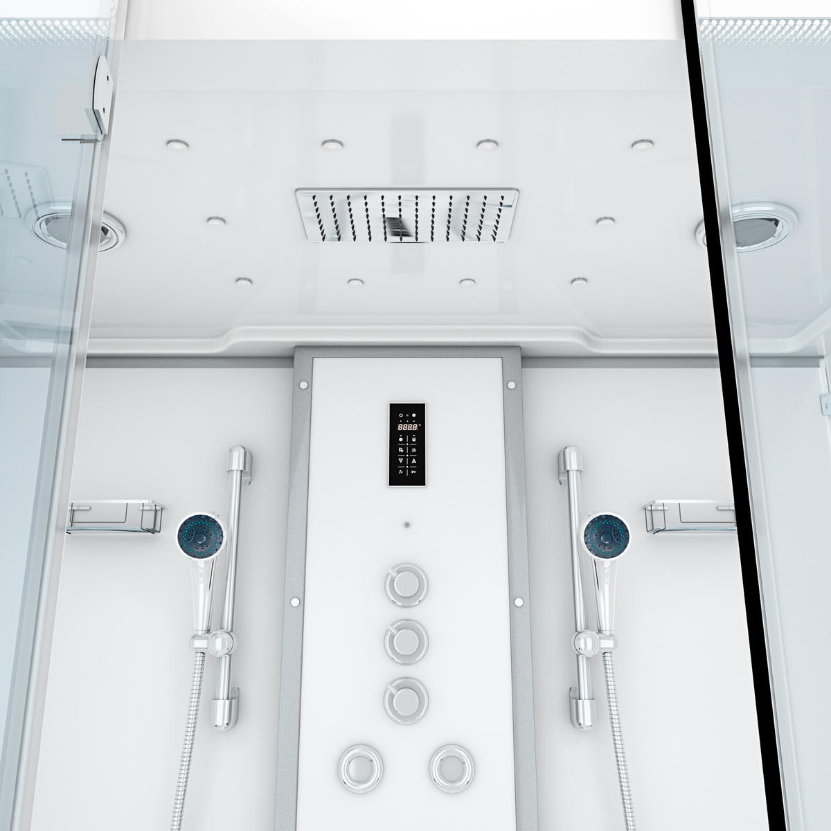BADEWANNE mit Tür Dusche K88-WS-TH-C-SC-EA - Weiß, Glas/Kunststoff (100/228/180cm) - AcquaVapore by Sandra Jentho