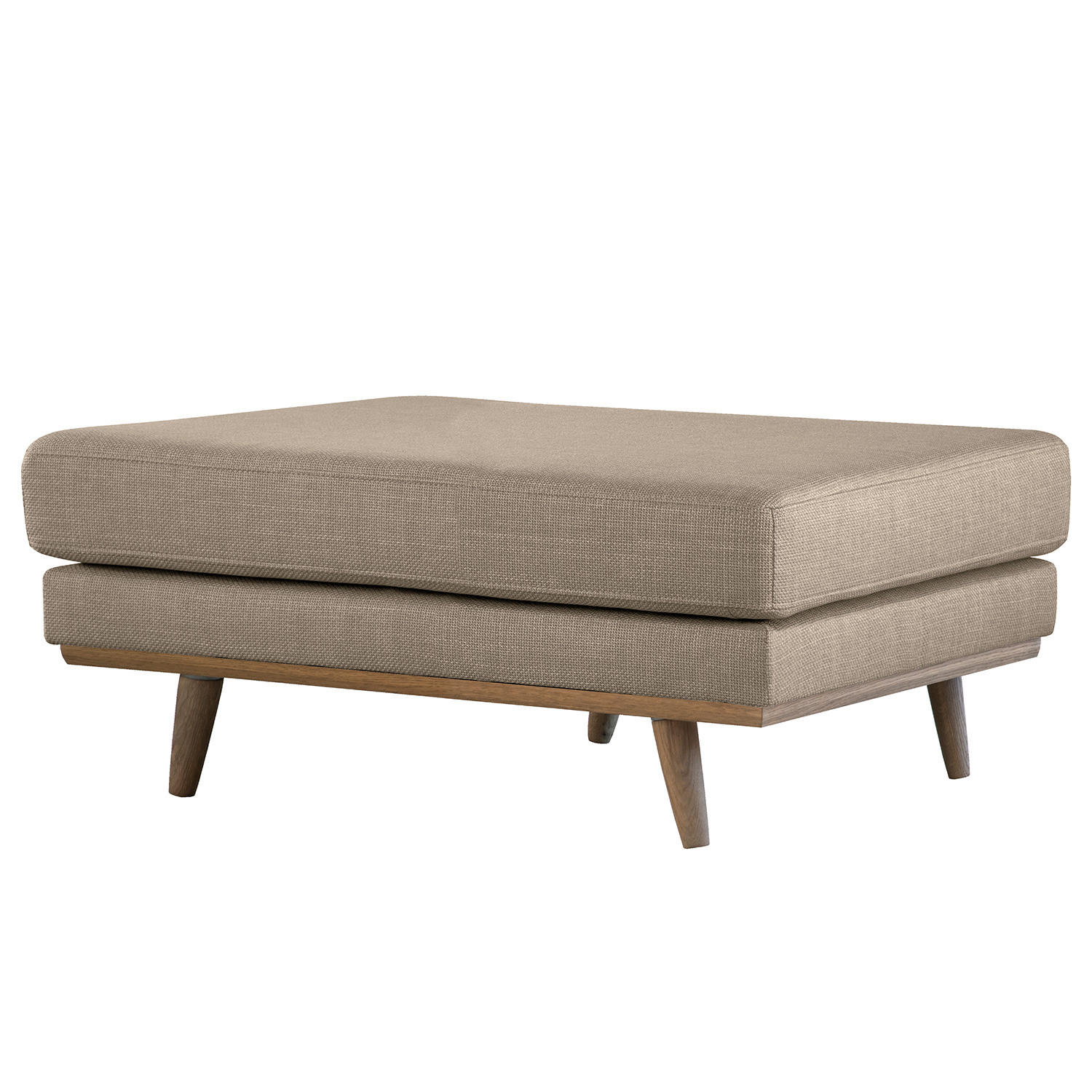 POLSTERHOCKER - Taupe/Eichefarben, Eichenholz/Textil (85/43/60cm) - home24