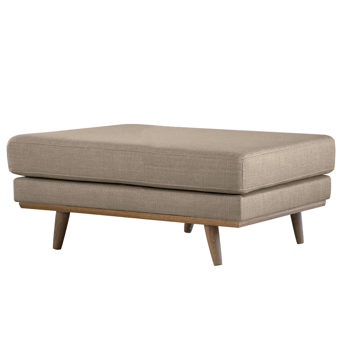 POLSTERHOCKER - Taupe/Eichefarben, Eichenholz/Textil (85/43/60cm) - home24