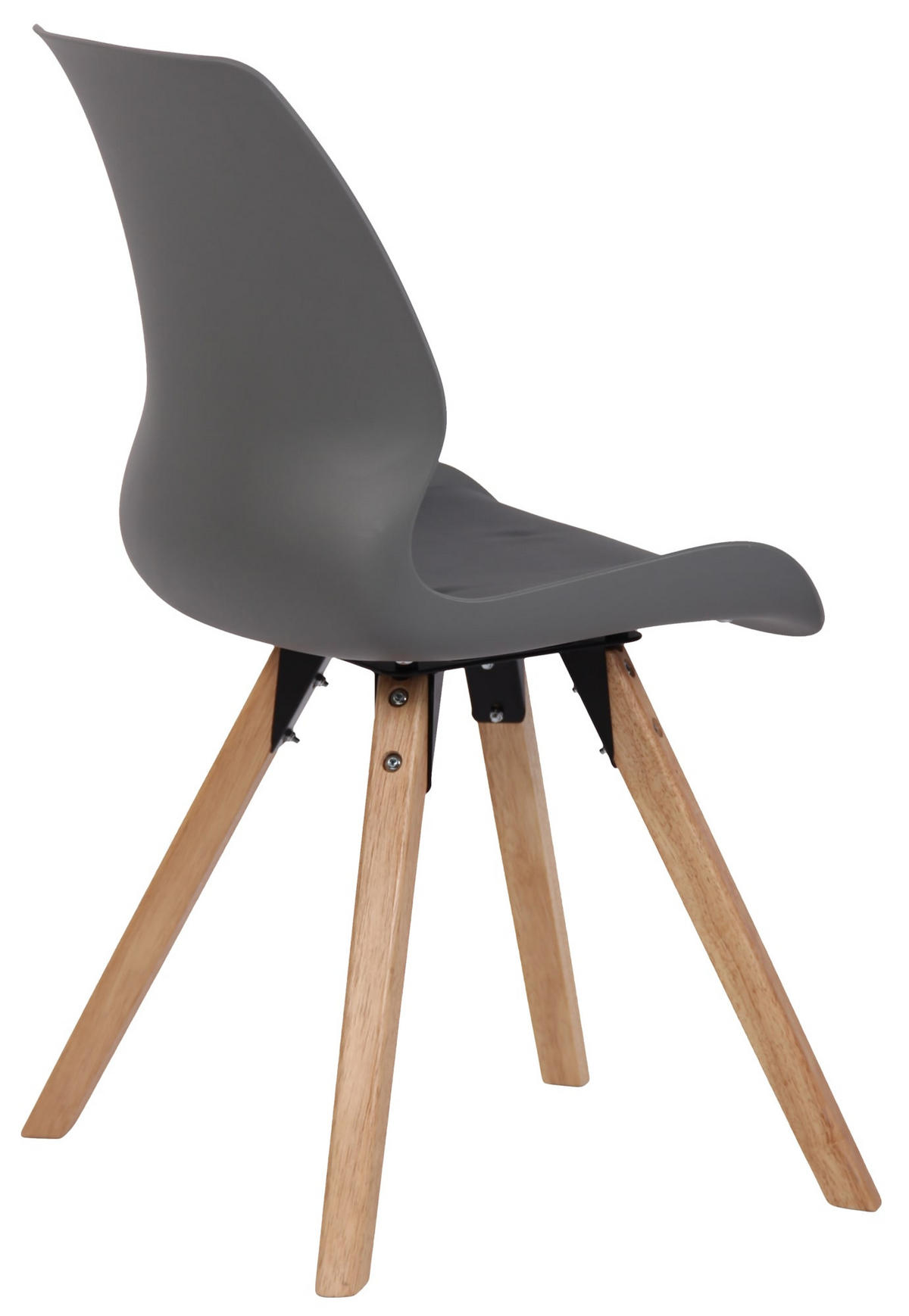STUHL 2er Set Kunststoff grau - Eukalyptusholzfarben/Grau, Holz/Kunststoff (48/87/58cm) - CLP