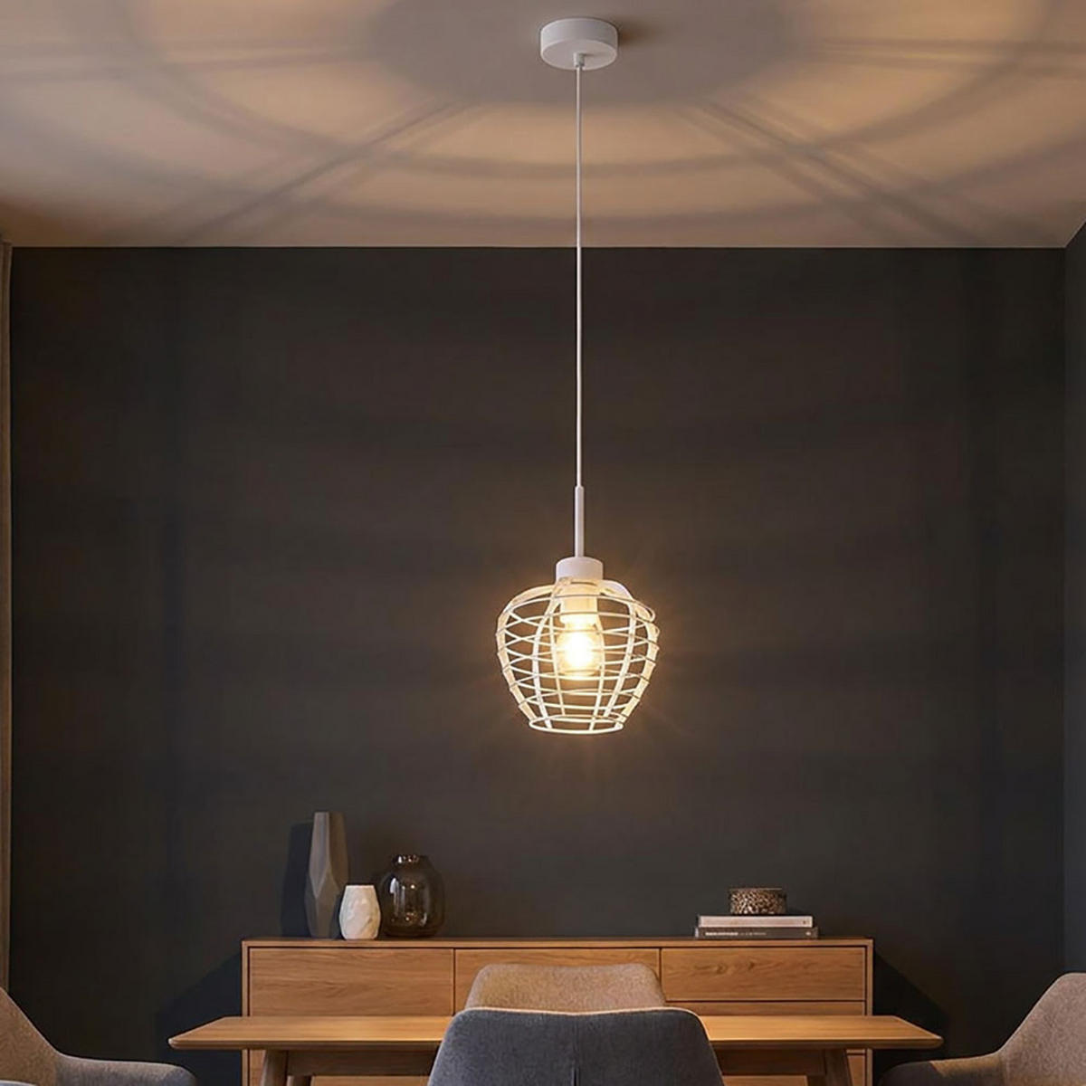 LED HÄNGELEUCHTE Metall, Weiß, höhenverstellbar - Weiß, Metall (20.5/20.5/120cm) - Globo Lighting