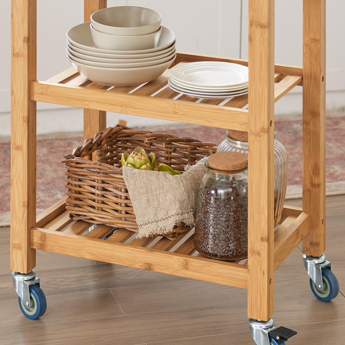 SERVIERWAGEN Bambus - Naturfarben, Naturmaterialien (58/85/40cm) - SoBuy