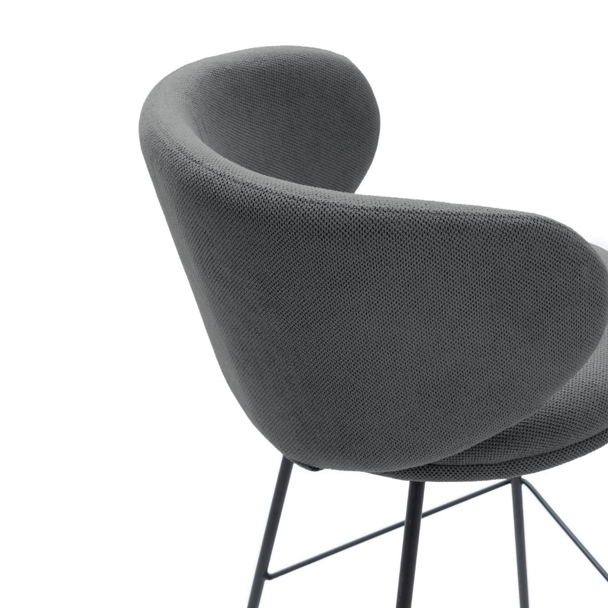 BARHOCKER (Set aus 2) aus Stoff mit schwarzen Metallbeinen - rush 56/53/65 cm - Dunkelgrau, Textil (53/65/56cm) - Calicosy