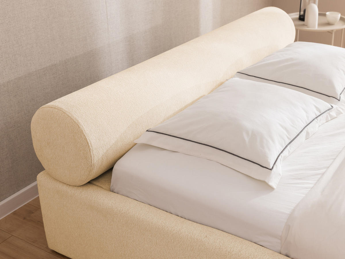 POLSTERBETT 160/200 cm Josy im Designer-Look mit Bettkasten und Lattenrost aus Hellbeige Chenille-Stoff - Beige/Schwarz, Holz/Kunststoff (160/200cm) - S-Style Möbel