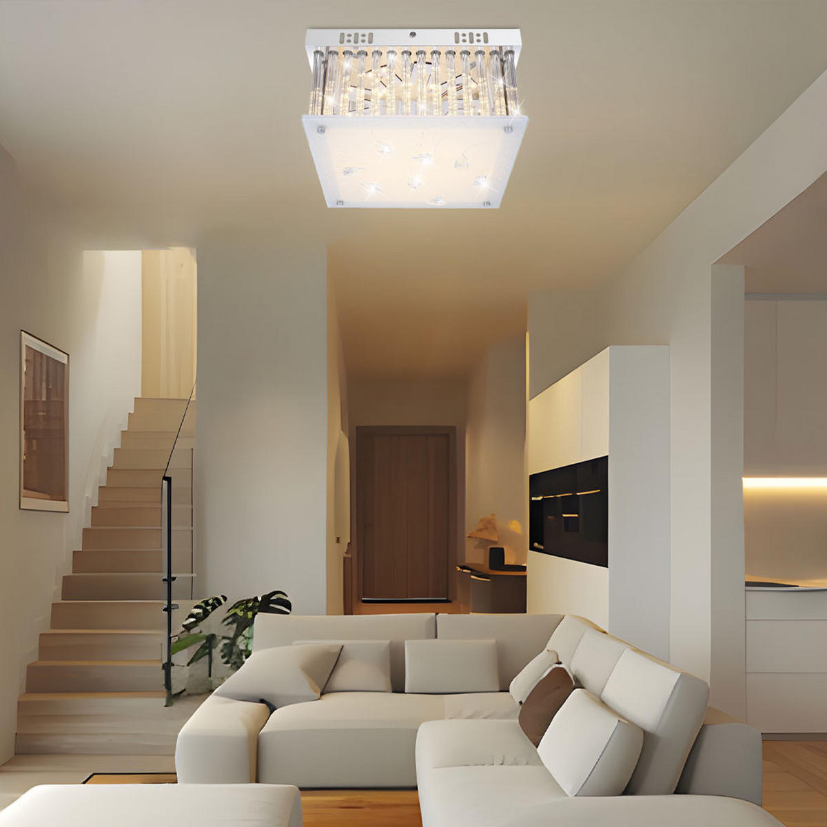 LED DECKENLEUCHTE HEIDIR Silber Metall Glas - Silberfarben, Glas (30/30/14cm) - Globo Lighting