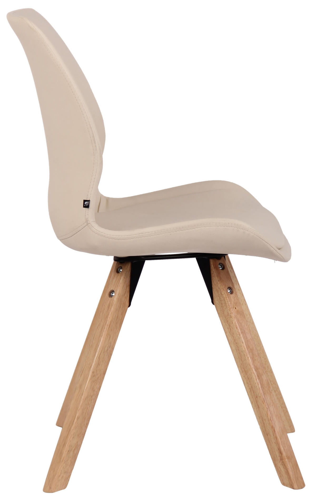 STUHL Lederlook creme - Eukalyptusholzfarben/Creme, Holz/Textil (49/87.5/58cm) - CLP