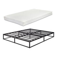 METALLBETT Trerunta mit Matratze - Schwarz/Weiß, Textil/Metall (160/200cm) - [en.casa]