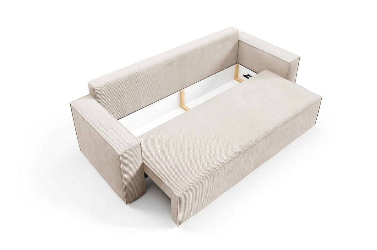 SOFA Roda Beige, Kordsofa mit Schlaffunktion - Beige, Holzwerkstoff/Textil (248/93/96cm) - Bettso