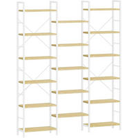 BÜCHERREGAL 6 Etagen 17 Fächer Eiche-Weiß 152 x 186 cm - Weiß, Holzwerkstoff (152/186/24cm)