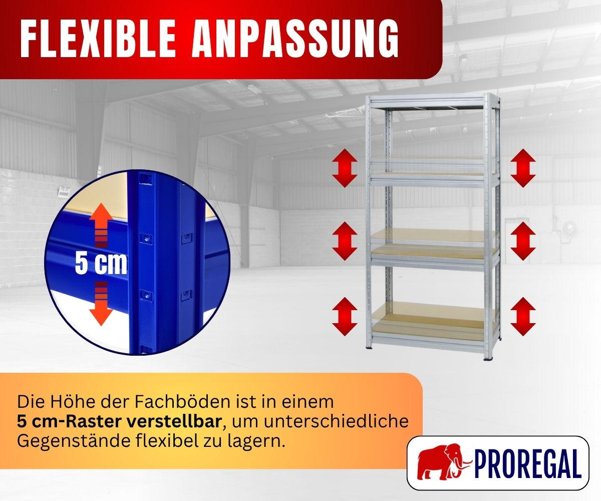 SCHWERLASTREGAL Dino 180x90x60 cm Fachlast 600 kg Verzinkt - Silberfarben, Metall (90/180/60cm) - PROREGAL