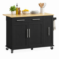 KÜCHENINSEL mit Klappblatt 120 x 40/65 x 90 cm Schwarz/Natur - Schwarz, Holz (40/90/120cm) - Beauniv