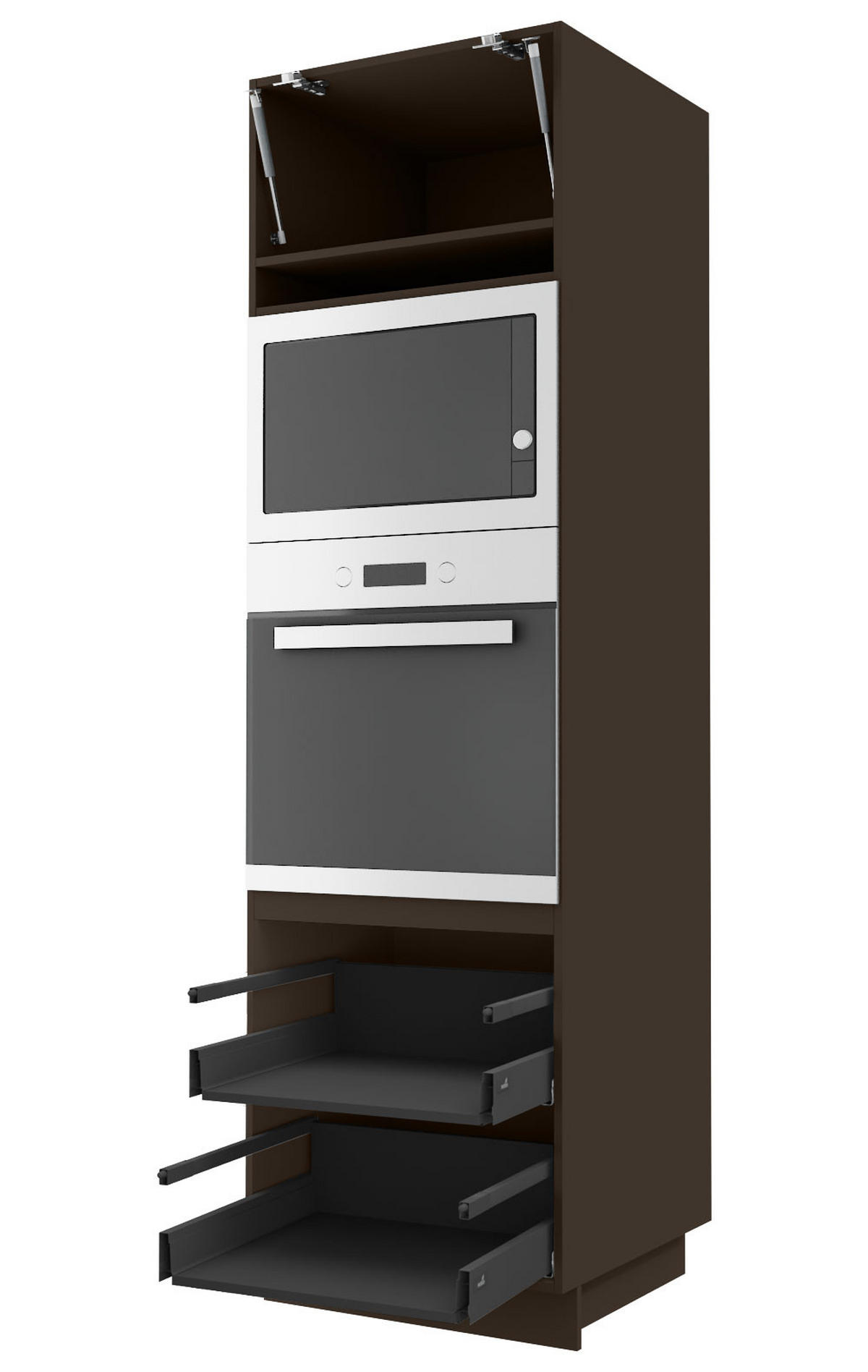 BACKOFENUMBAUSCHRANK Bari D14/RU/2 284 Lava / RAL 7040 fenstergrau 60 / 59 / 207cm HETTICH Vollauszug - Dunkelgrau/Grau, Holz/Holzwerkstoff (60/207/59cm) - Feldmann-Wohnen