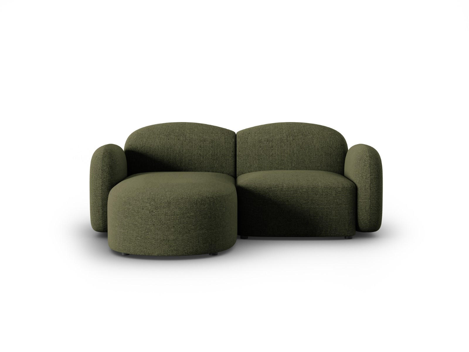 ECKSOFA links Blair aus Chenille-Stoff grün meliert 3 Sitzplätze - Grün, Textil (155/194cm) - Micadoni