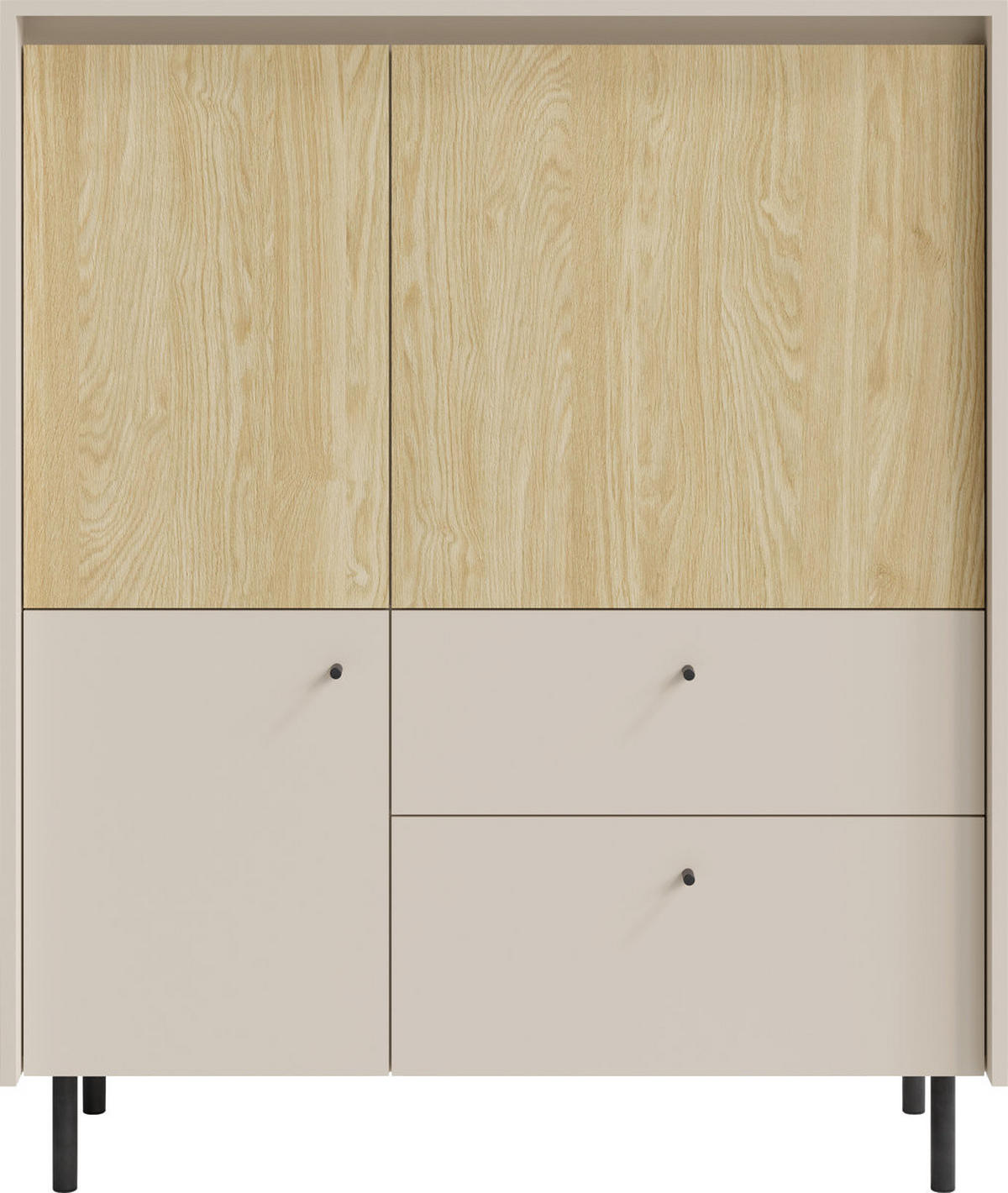 KOMMODE NUVOLA 103,5/125,5/42cm mit 2 Schubladen 1 Türen Beige - Beige, Holzwerkstoff (103.5/125.5/42cm) - MASSENO