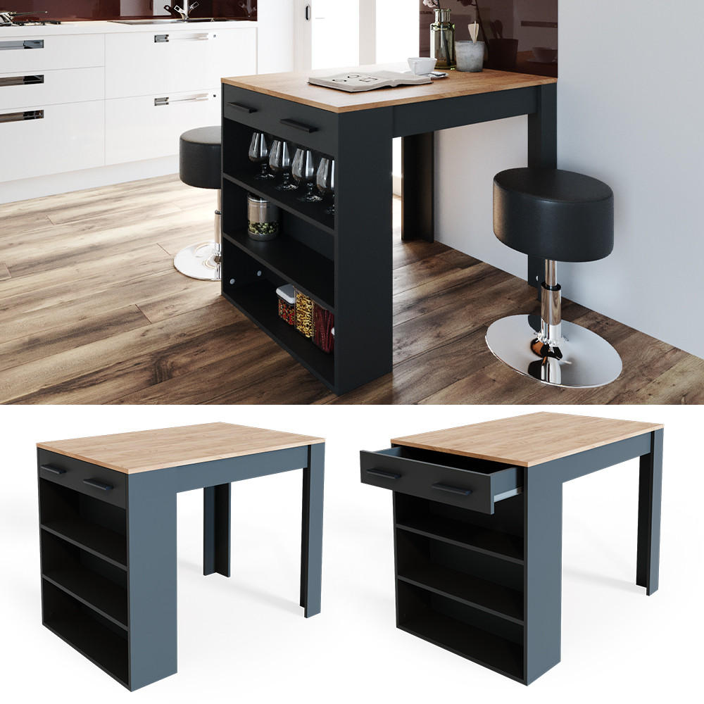 ESSZIMMERTISCH Repose Anthrazit/Goldkraft Eiche 67 x 100 cm - Anthrazit/Eiche Wotan, Holzwerkstoff (67/77.5/100cm) - Vicco