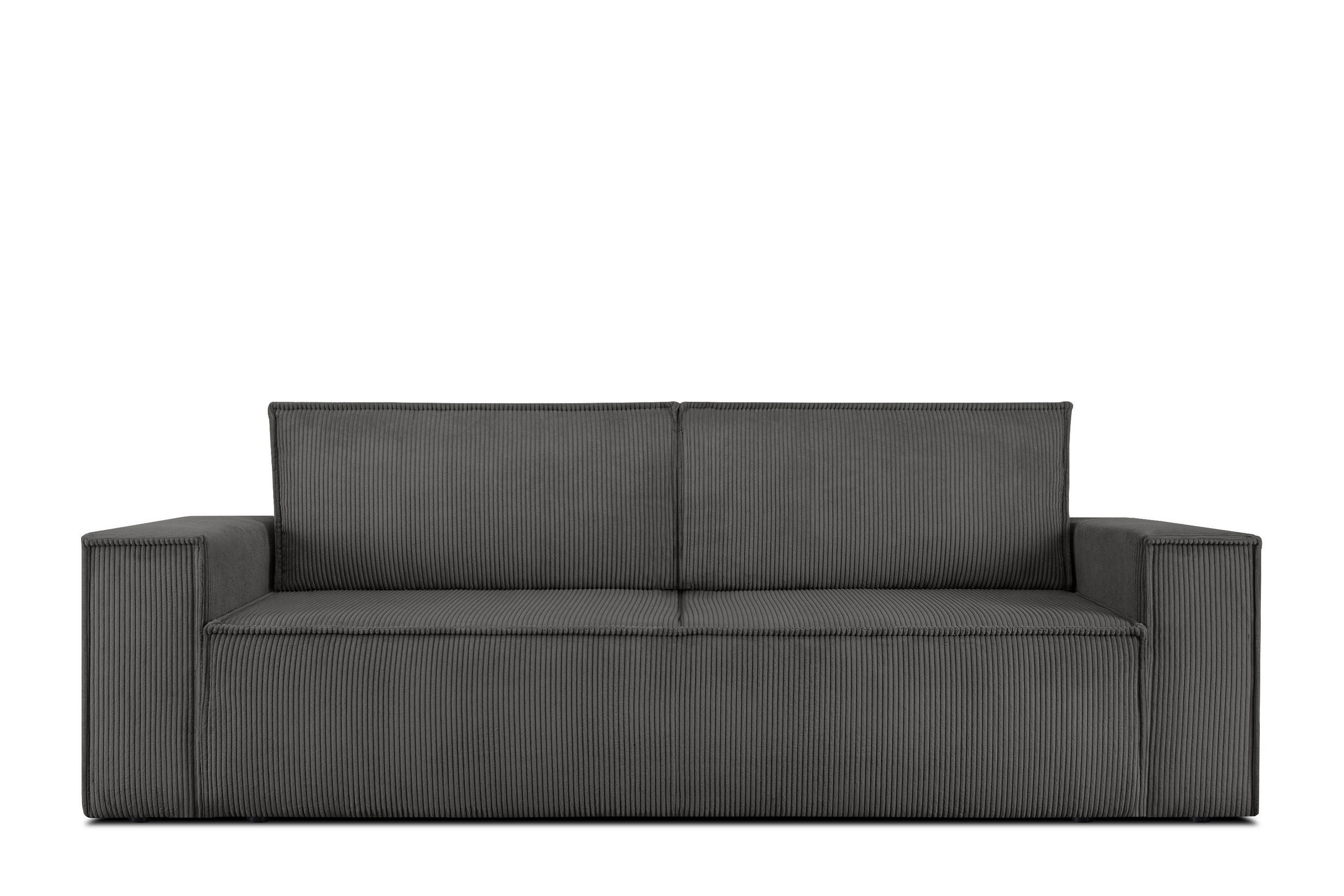 3-SITZER-SCHLAFSOFA NAPI in Pet Friendly Cord-Stoff, grau - Schwarz/Grau, Textil (244/89/101cm) - KONSIMO®