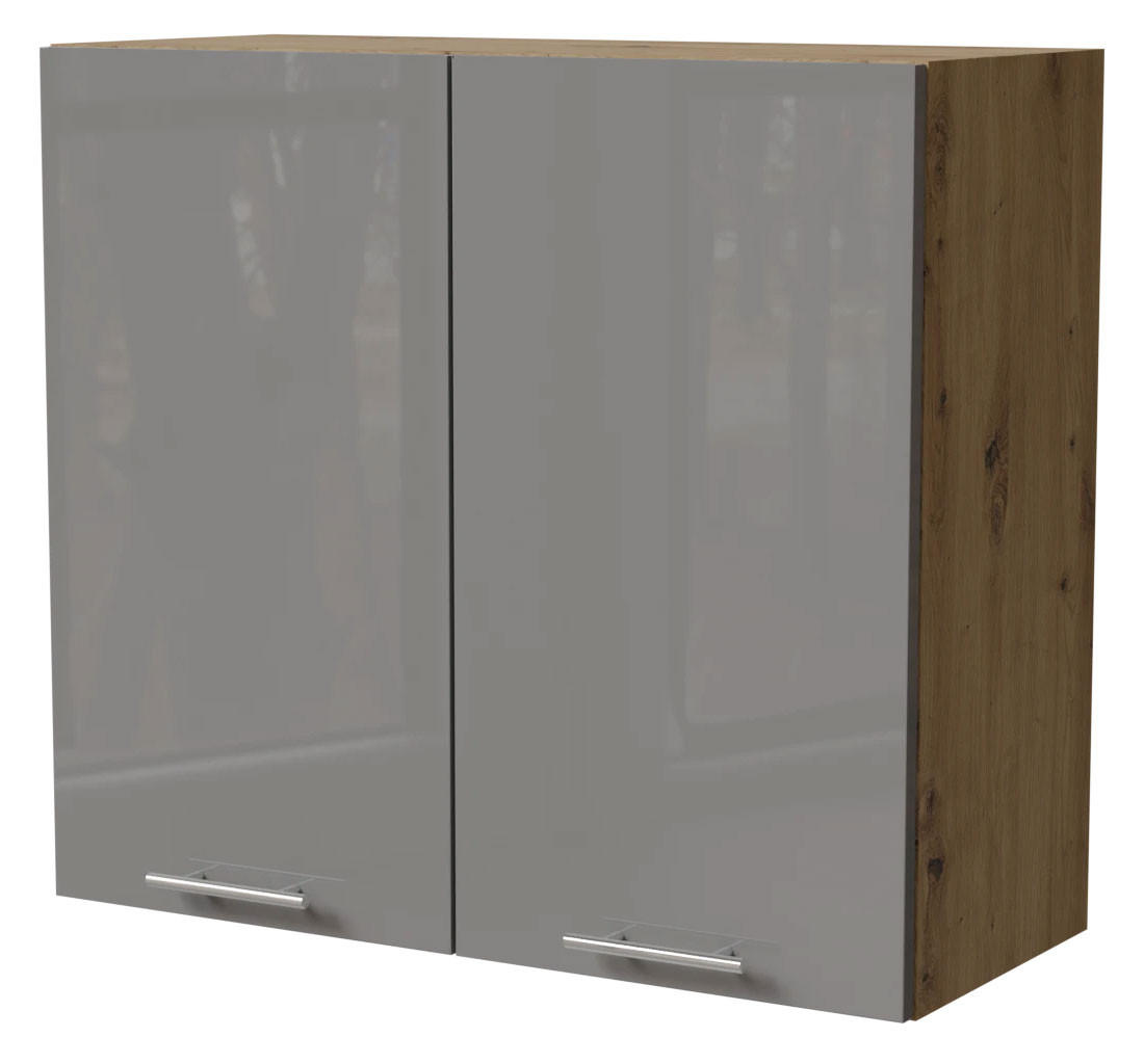 KÜCHENHÄNGESCHRANK Essen W3/80 Grau Hochglanz / Eiche Artisan Matt 80 / 32,5 / 72cm - Eiche Artisan/Grau, Holz/Holzwerkstoff (80/72/32.5cm) - Feldmann-Wohnen