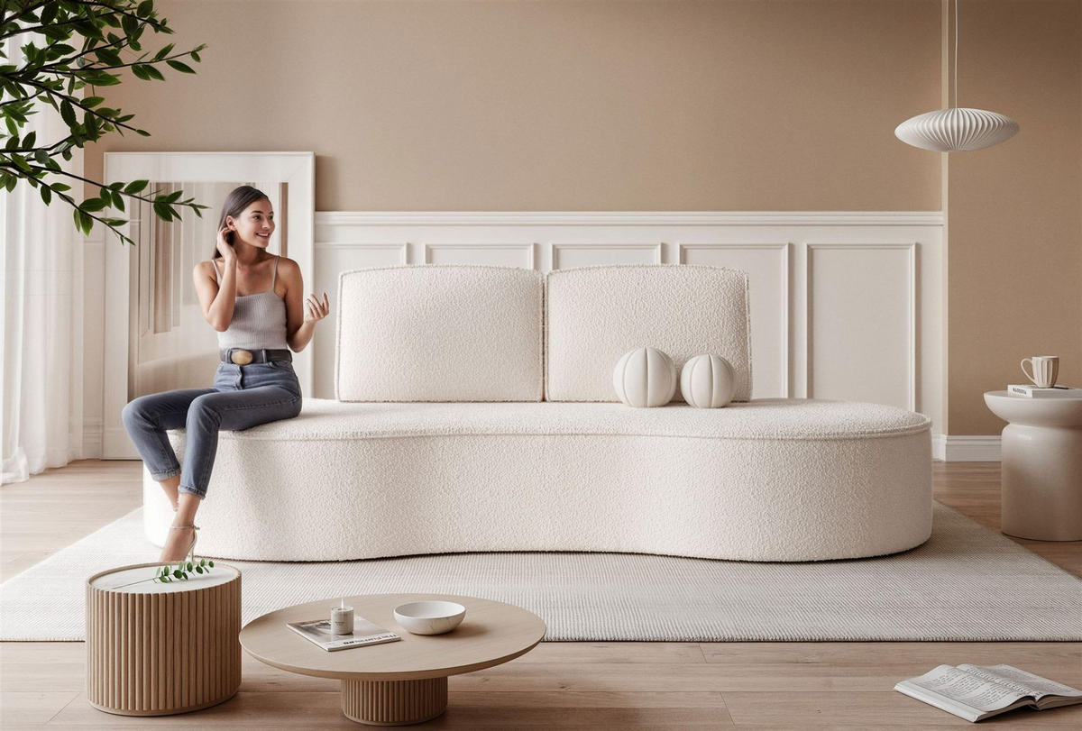 SOFA 3-sitzer Arlet In Stoff Abriamo - Creme, Holzwerkstoff/Textil (234/88/101cm) - Fun Möbel