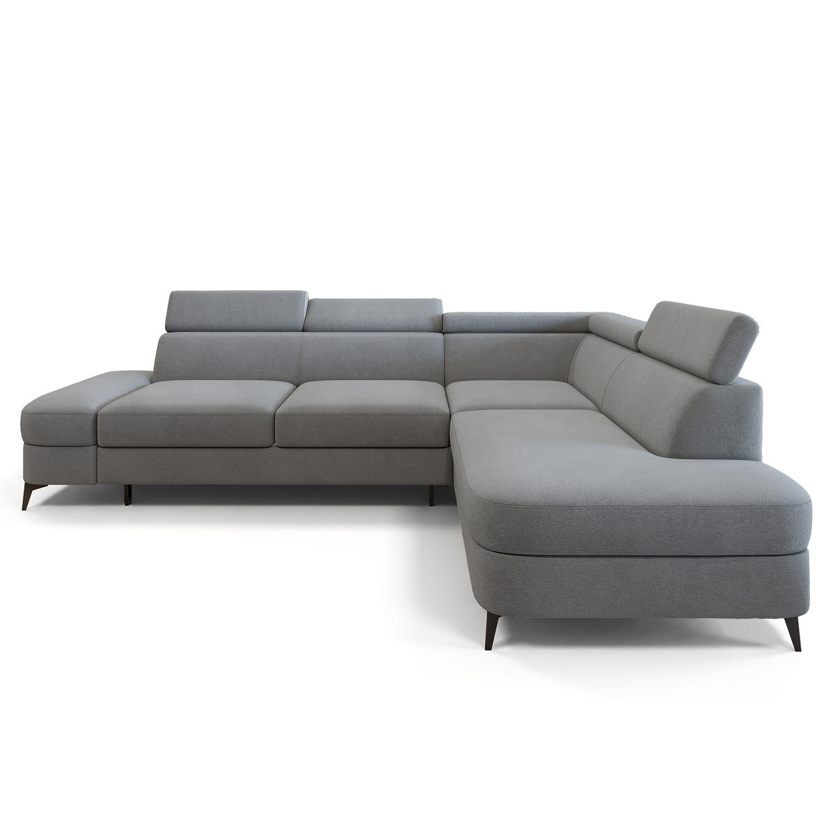 ECKSOFA AVISE MV R-S Grau Velours-Stoff mit Schlaffunktion - Grau, Holzwerkstoff/Textil (268/195cm) - MASSENO