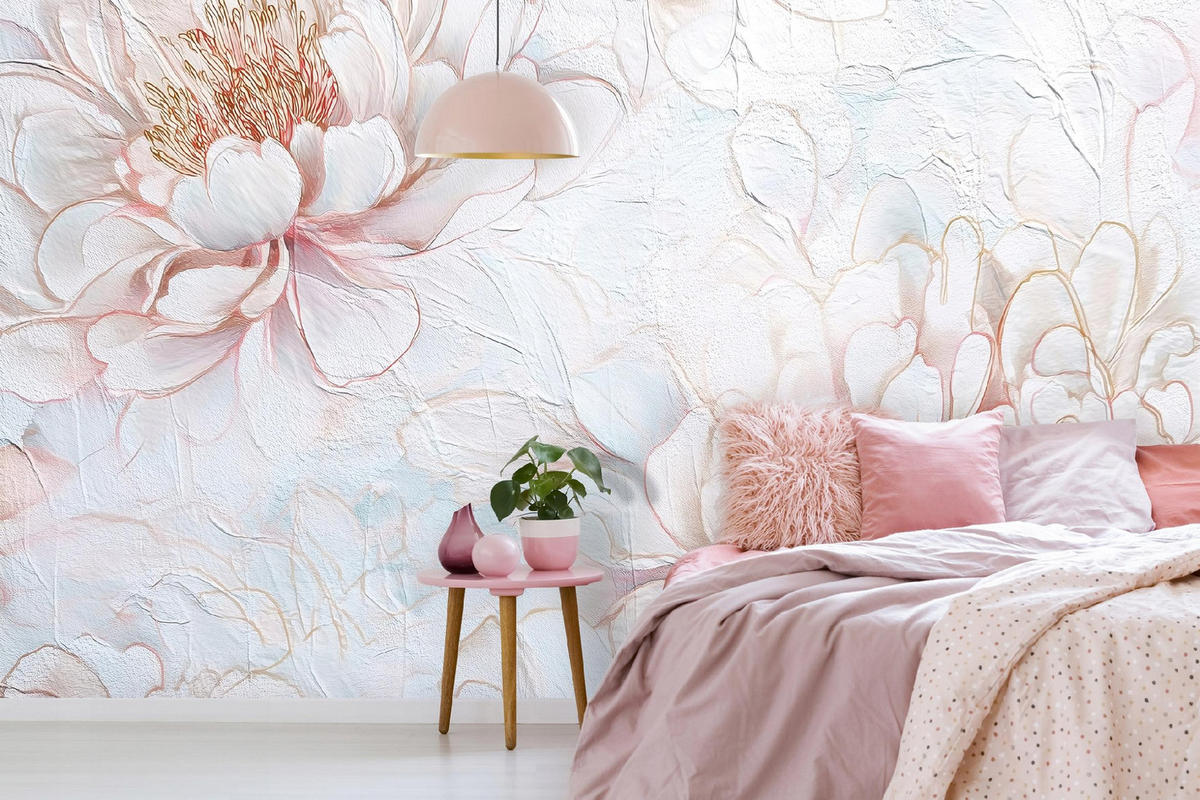 FOTOTAPETE Blumen Pfingstrosen Rosa 350x250 cm - Multicolor, Papier (350/250cm) - Wallarena