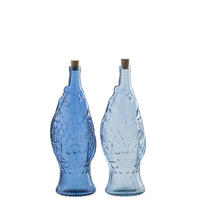 FLASCHE FISCH (2ER SET) - Blau, Glas (12/33/12cm) - J-Line
