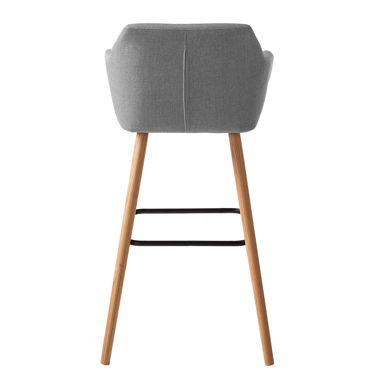 BARSTUHL-SET - Eiche massiv / Metall - Grau, Eichenholz/Holz (55/101/54cm) - home24