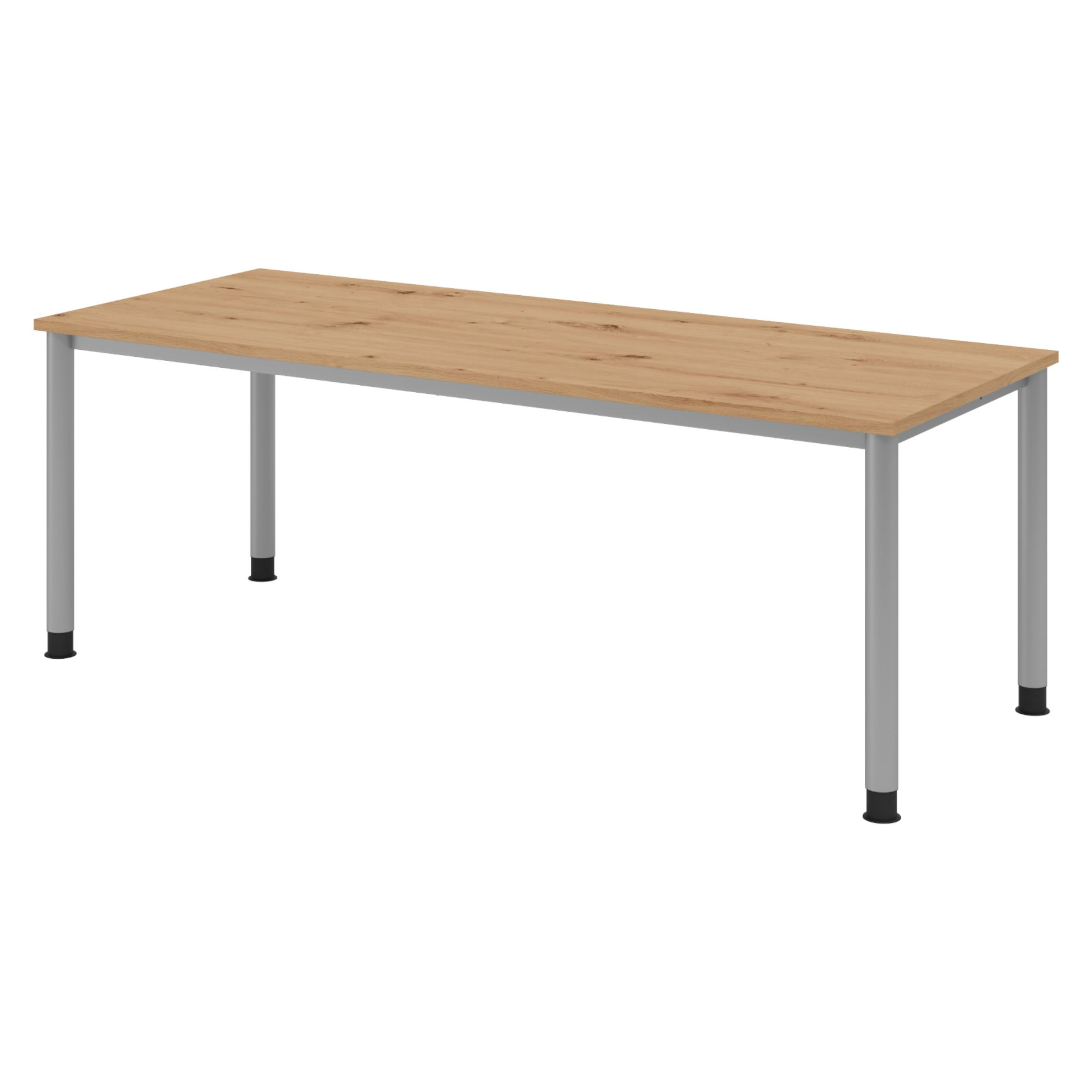 SCHREIBTISCH Serie-H 80/200/74 cm in Wildeiche/Silberfarben - Wildeiche/Silberfarben, Holzwerkstoff (80/200/74cm) - bümö
