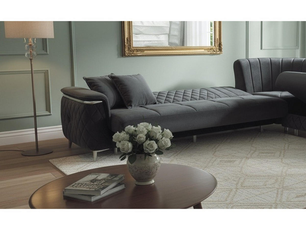 ECKSCHLAFSOFA Pasadena Grau - Langer Schenkel Links - Grau, Holzwerkstoff/Kunststoff (315/245cm) - Villa Möbel
