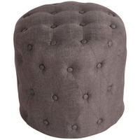 HOCKER Stoff dunkelgrau - Eukalyptusholzfarben/Dunkelgrau, Holz/Textil (45/42/45cm) - CLP
