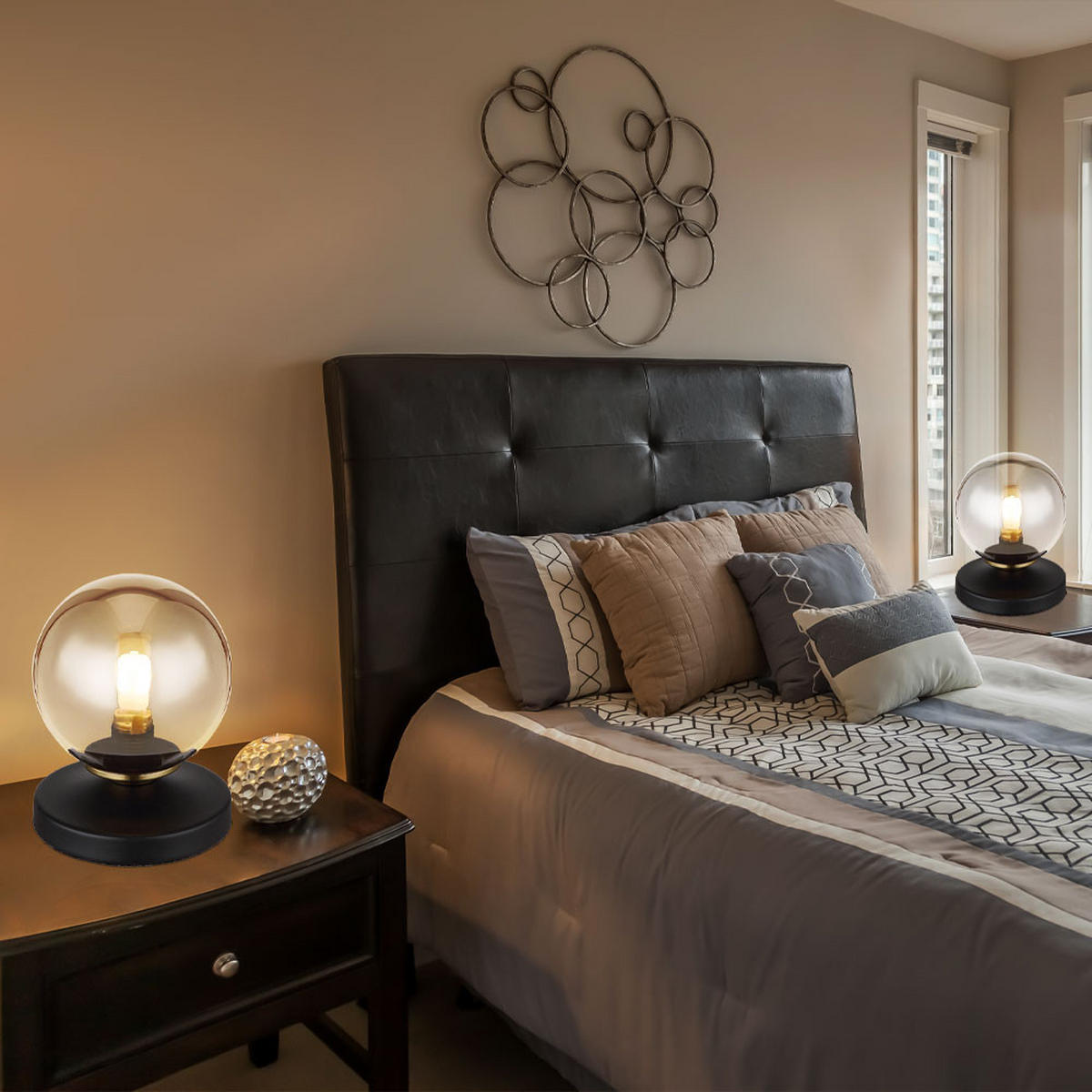 TISCHLEUCHTE Metall Rauchglas Grau - Grau, Glas (10/10/13cm) - Globo Lighting