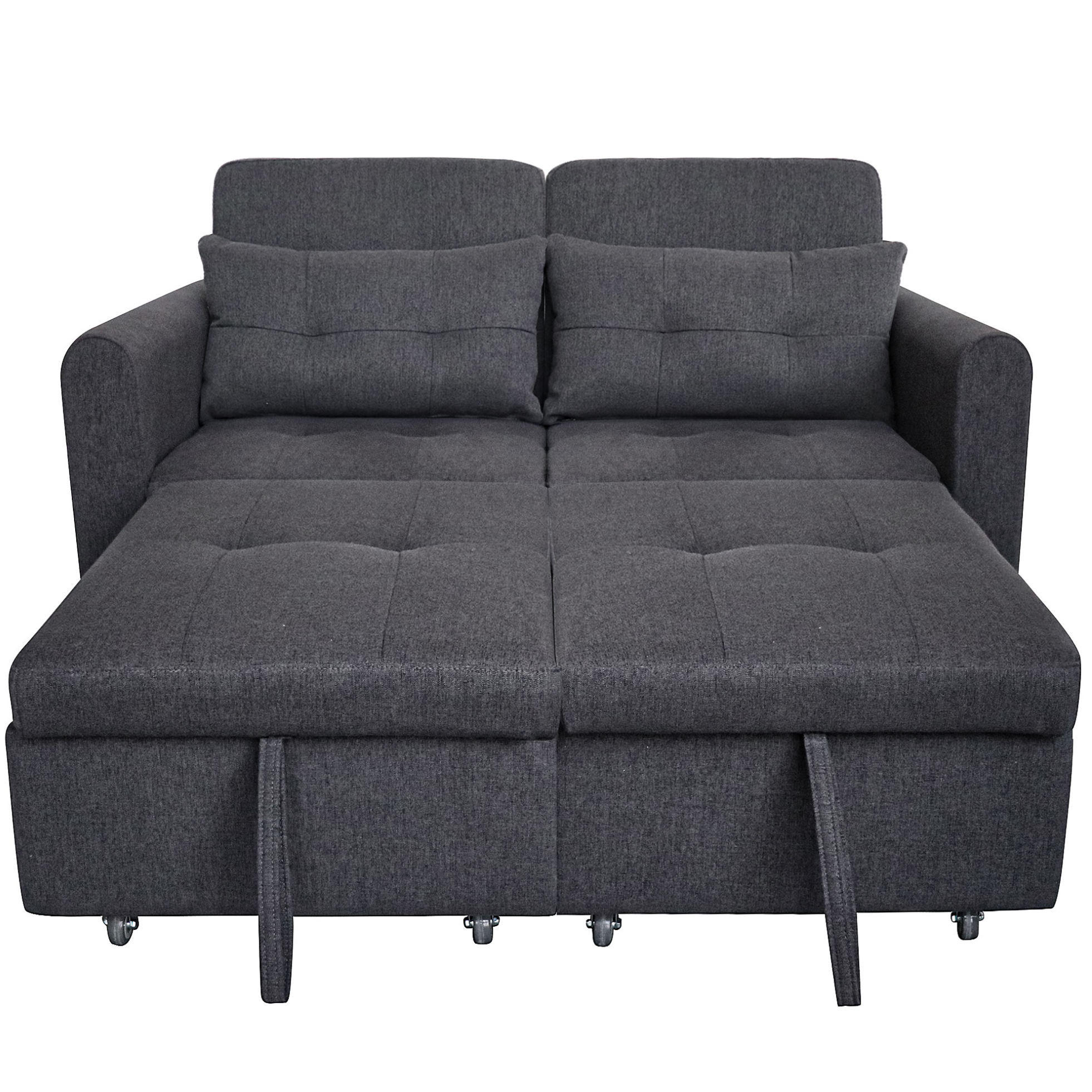 SCHLAFSOFA 142/85/83 cm in Grau – 3-in-1 ausziehbar mit USB und verstellbarer Rückenlehne - Grau, Textil (85/83/142cm) - BEAOK