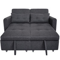 SCHLAFSOFA 142/85/83 cm in Grau – 3-in-1 ausziehbar mit USB und verstellbarer Rückenlehne - Grau, Textil (85/83/142cm) - BEAOK