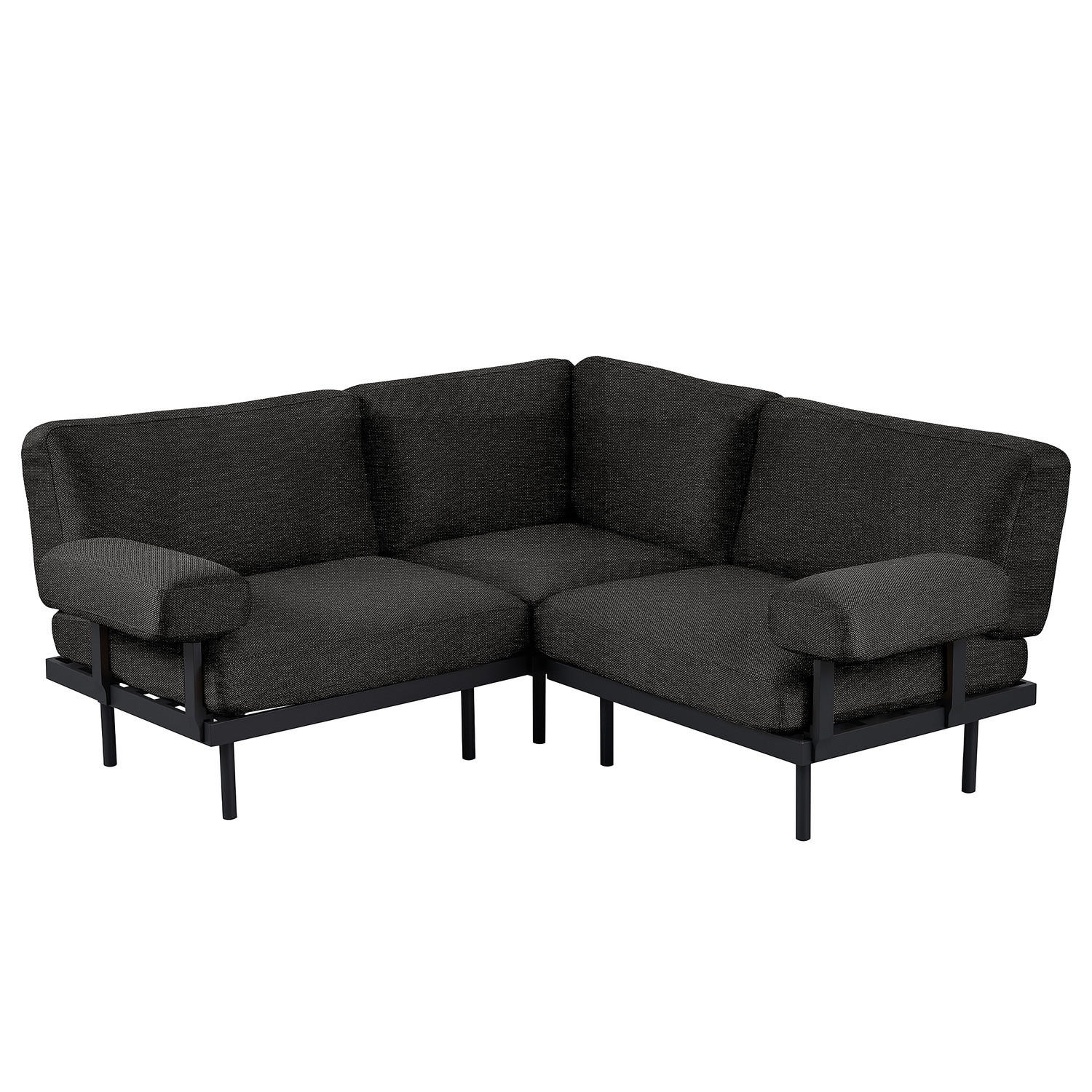 OUTDOOR-ECKSOFA - Schwarz, Textil/Metall (186/80/186cm) - home24