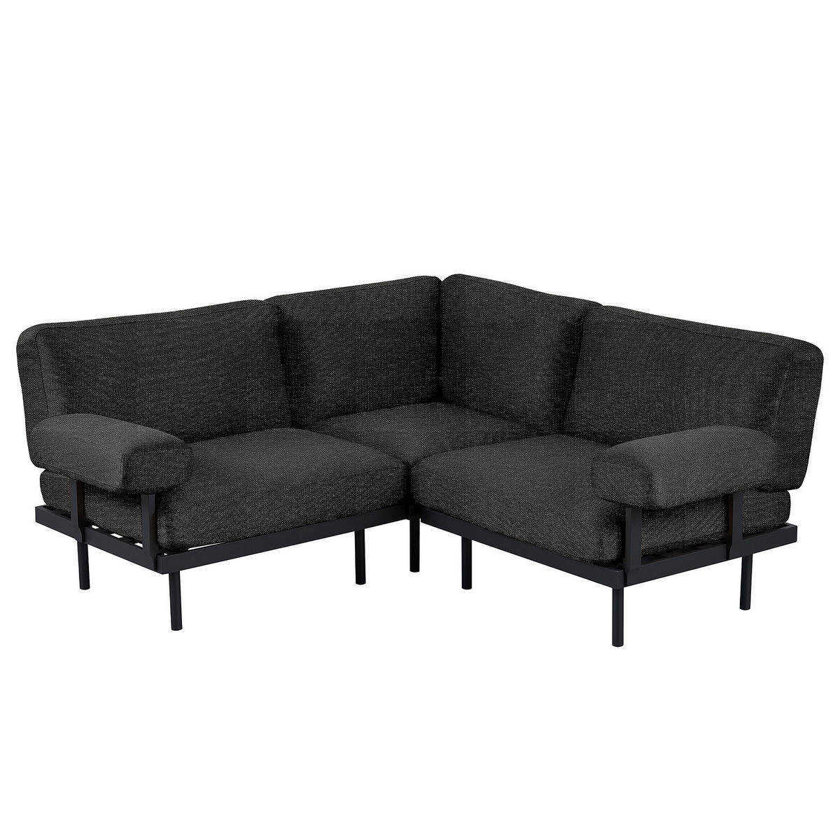 OUTDOOR-ECKSOFA - Schwarz, Textil/Metall (186/80/186cm) - home24