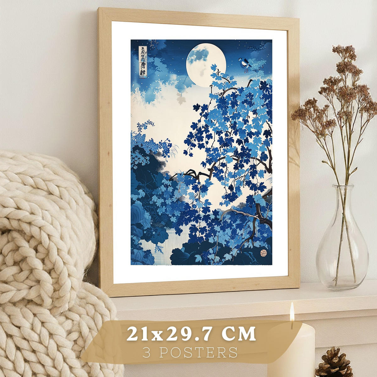 PLAKAT Sada 3 Japonsko A4 bez rámu - čirá, papír (29.7/1/21cm) - Nacnic