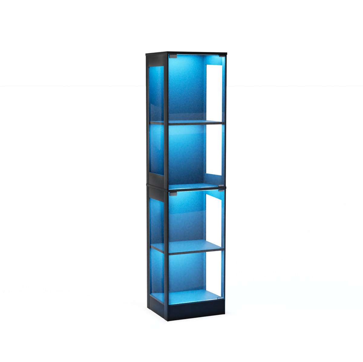 VITRINE mit LED-Beleuchtung 40 x 35 x 165 cm Acacia Wood - Schwarz, Holzwerkstoff (35/165/40cm) - Beauniv