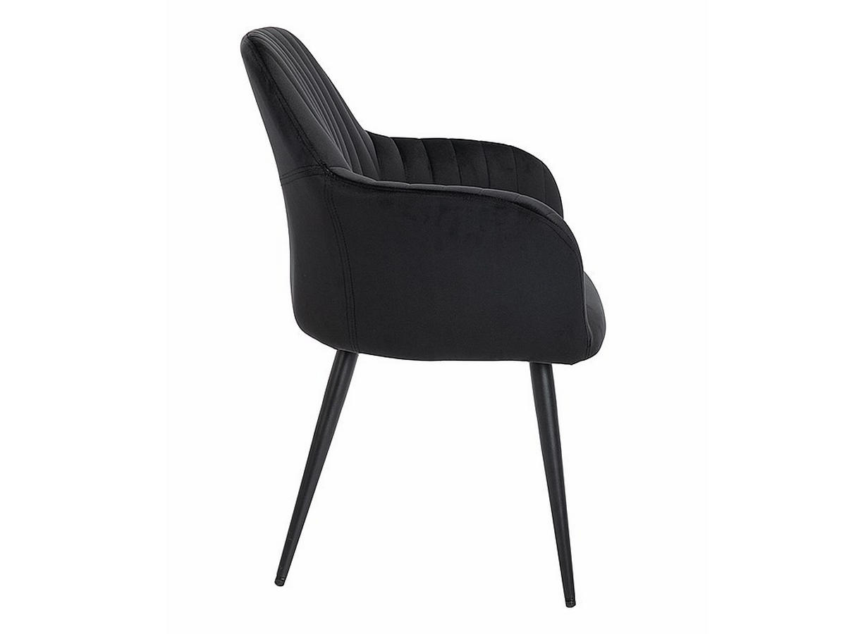 STUHL mit Armlehnen 6er-Set - Samt & Metall schwarz - Schwarz - ELEANA - Schwarz, Textil (58/82/59cm) - Vente-Unique