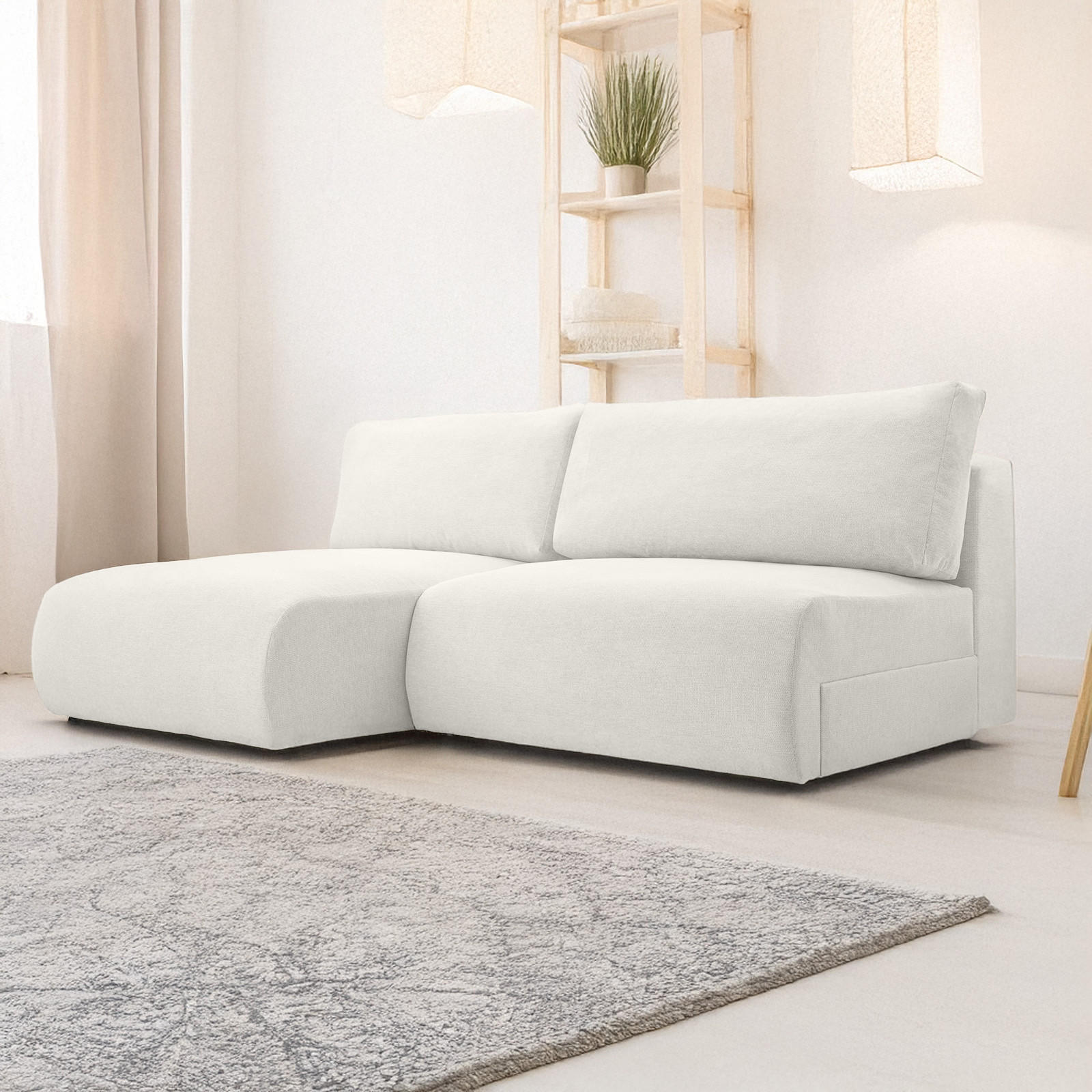 ECKSOFA Ripley mit Schlaffunktion, Wei� - Weiß, Textil (223/150cm) - Fedve