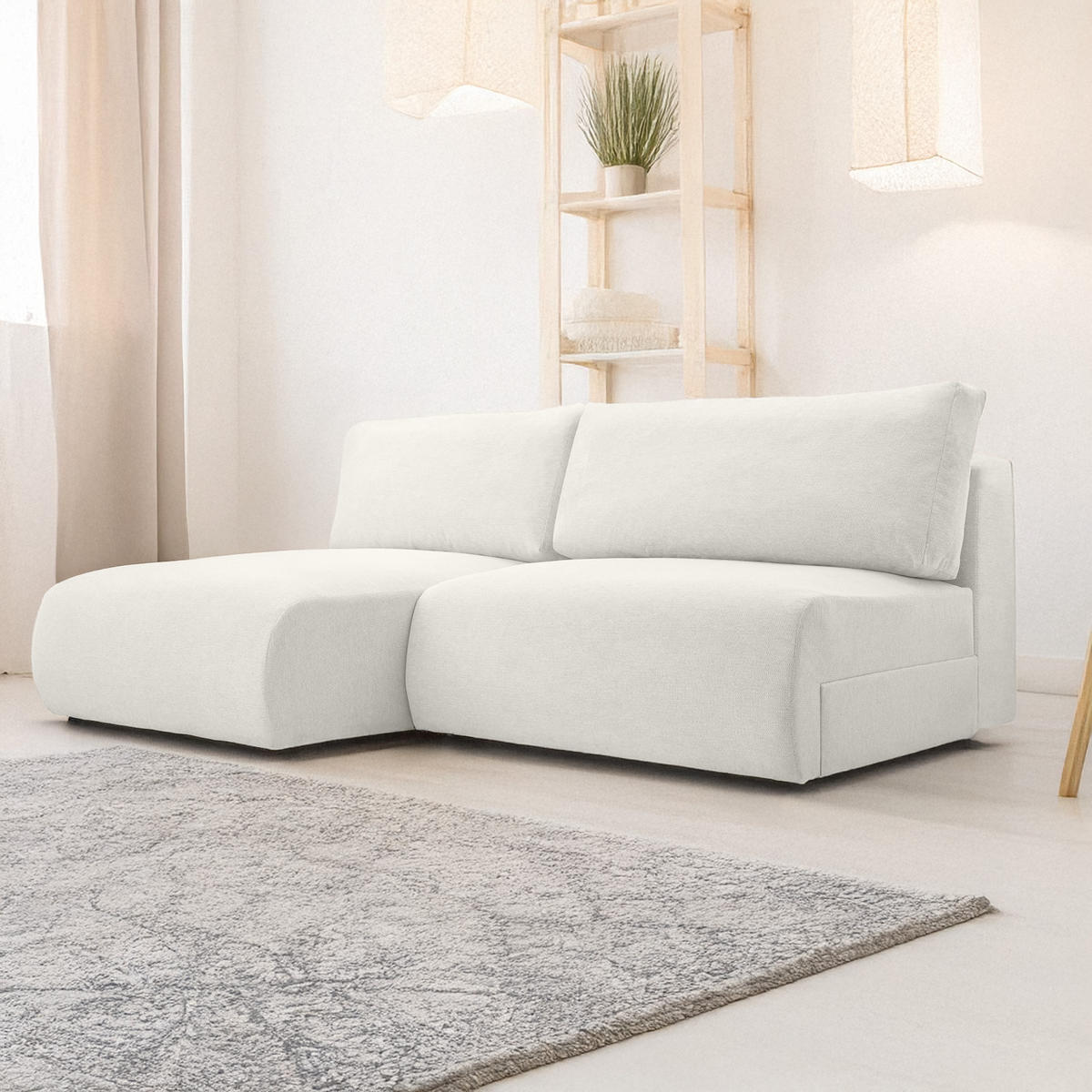 ECKSOFA Ripley mit Schlaffunktion, Wei� - Weiß, Textil (223/150cm) - Fedve