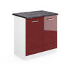 SPÜLENUNTERSCHRANK R-Line Bordeaux Hochglanz 80 cm, AP Anthrazit - Bordeaux/Weiß, Holzwerkstoff (80/81.6/60cm) - Vicco