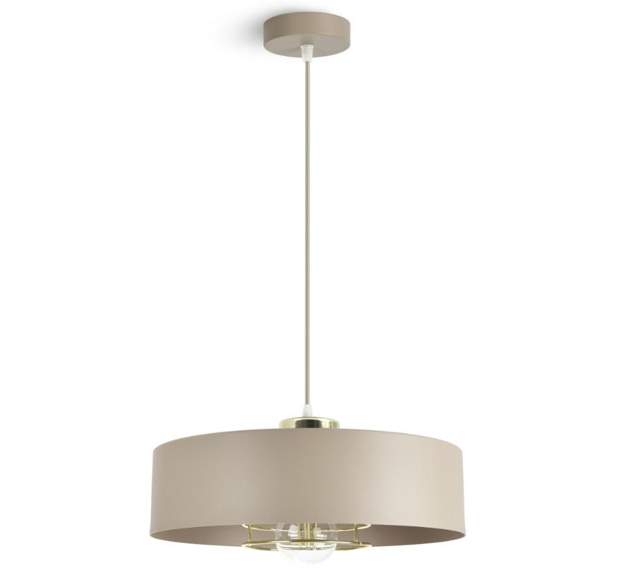 PENDELLEUCHTE ECRU - Beige/Goldfarben, Metall (30/30/100cm) - kiki design