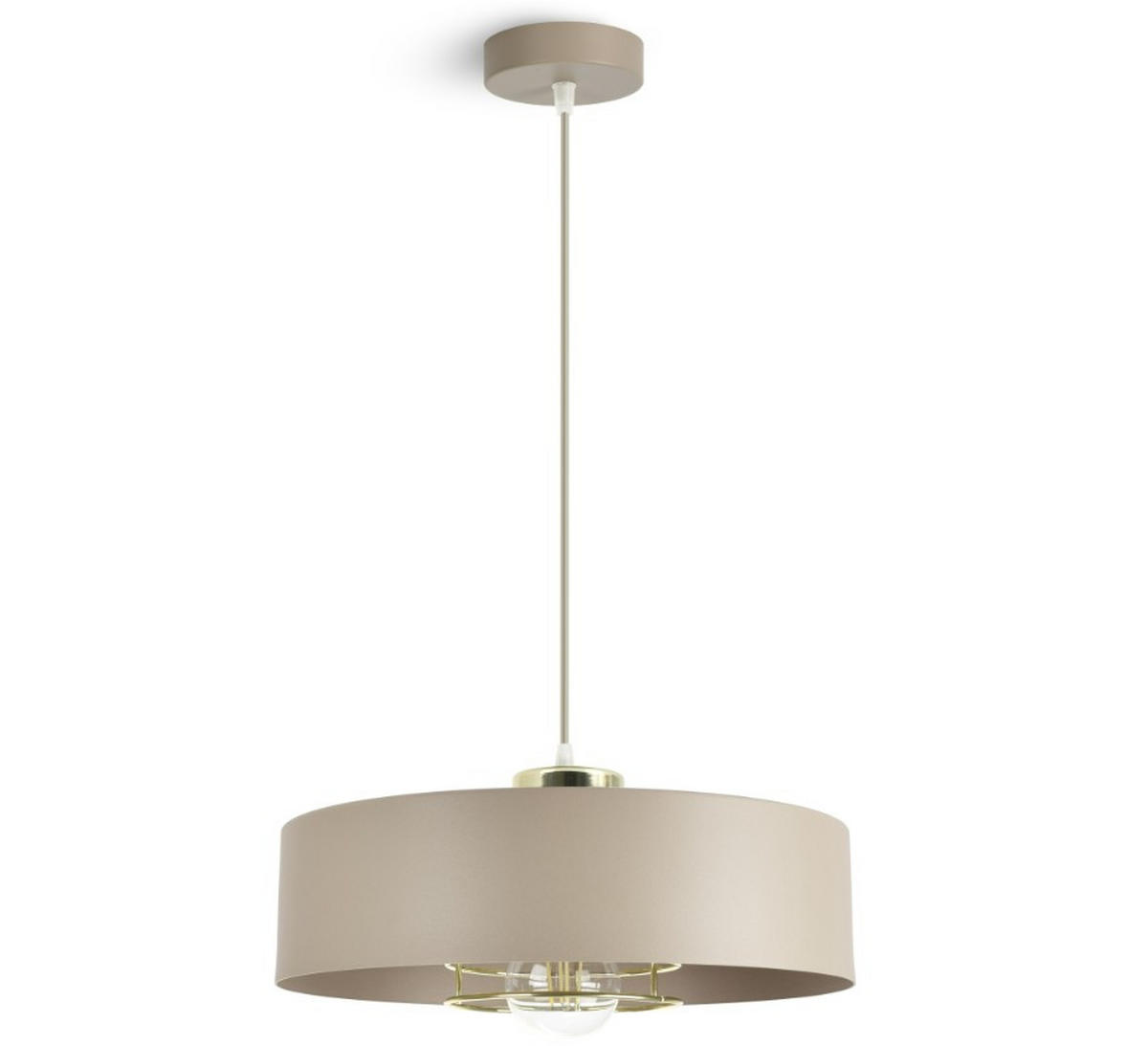 PENDELLEUCHTE ECRU - Beige/Goldfarben, Metall (30/30/100cm) - kiki design