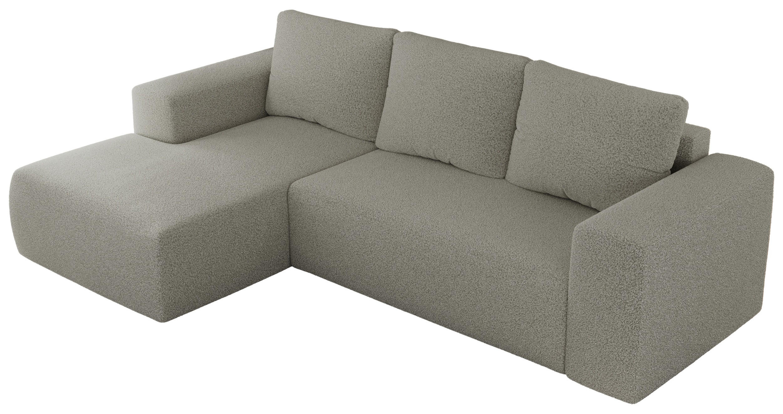ECKSOFA TRENTINO L Hellgrau Boucle - Links - Hellgrau/Schwarz, Textil (266/164cm) - MKS