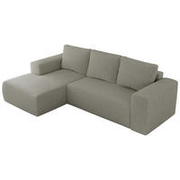 ECKSOFA TRENTINO L Hellgrau Boucle - Links - Hellgrau/Schwarz, Textil (266/164cm) - MKS