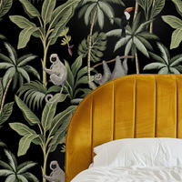 TAPETE Affen aus echtem Papier, 200x280cm, 8 Bögen - Schwarz, Papier (200/280cm) - WALLPAPERS4BEGINNERS