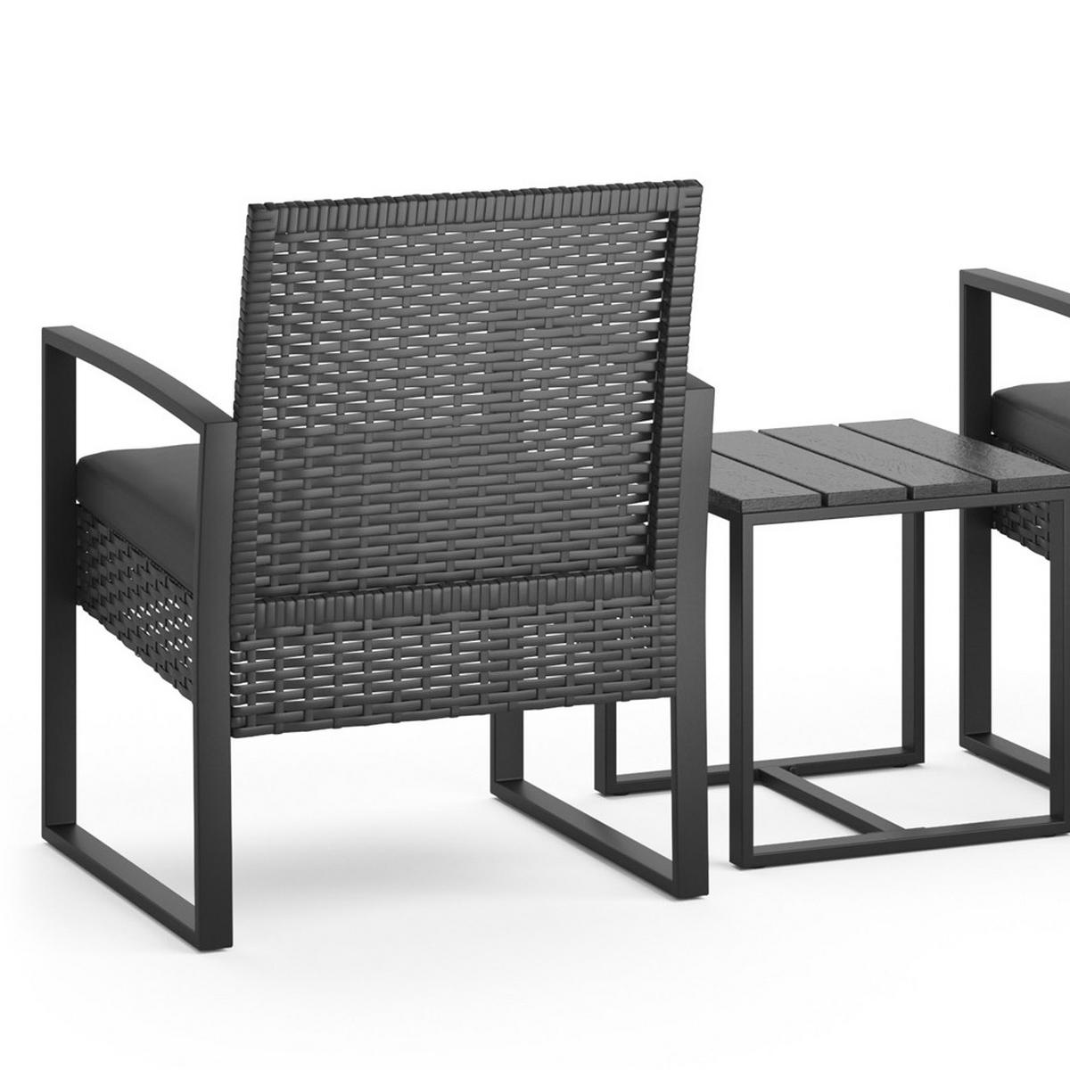 GARTENMÖBEL-SET Anthrazit 3 Teile, mit Tisch - Anthrazit, Kunststoff - OK-Living