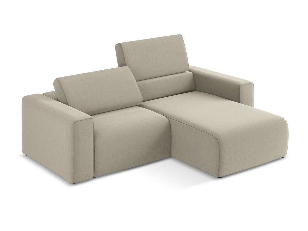 ECKSOFA Rechts Samt Stoff Creme - Perlmutt/Lila, Kunststoff/Textil (224/167cm) - Makamii