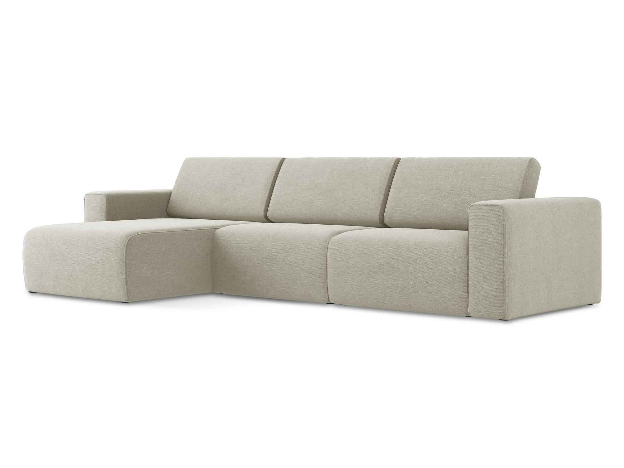 ECKSOFA Links Strukturstoff Stoff Beige - Beige/Creme, Kunststoff/Textil (167/314cm) - Makamii